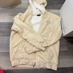 True Religion Tan Zip Up Sweater